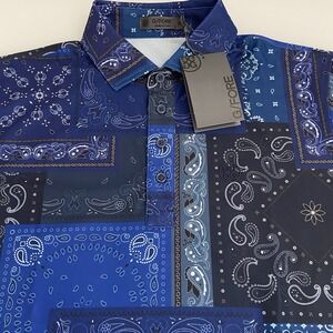 G/Fore Mens Performance Blue/Navy Paisley Print Size Medium Lightweight NWT Logo